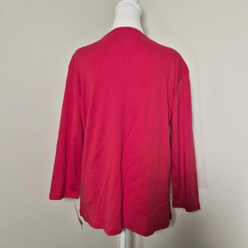 Jess & Jane NWT 100% Cotton Scarlet Red Artsy Dandelion Flower Carmen Shirt XL - Picture 5 of 11